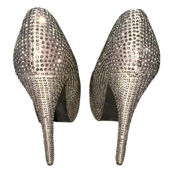 Bordello Rhinestone Platform Stilettos – Silver Sparkle – Size 6.5–7 - Picture 4 of 9
